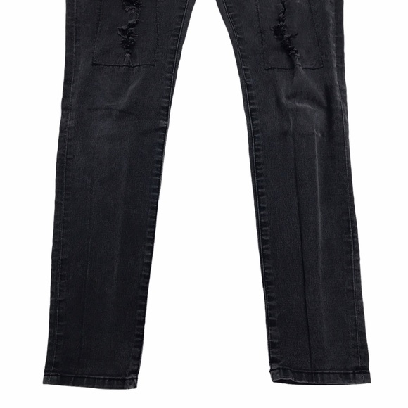 GUESS Modele Black Sequin Rhinestone Distressed‎ Gray Dark Wash Skinny Jeans 29 - Picture 2 of 10